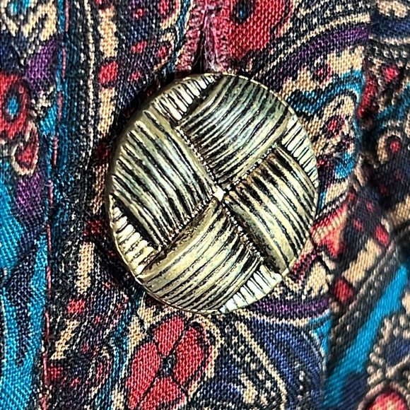 Vintage Retro Paisley Blazer with Gold Buttons - Picture 3 of 5